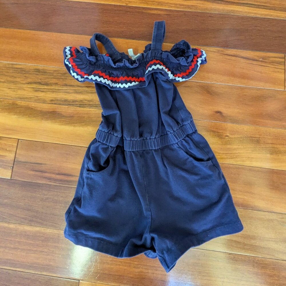 Janie and Jack Romper Ric Rac Trim Cold Shoulder Romper (2T) - Picture 2 of 3